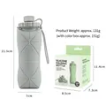 Borraccia pieghevole in silicone grigio da 600ml con trama a rombi e scatola - Pieghevole Rotondo / Grigio