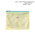 Lemon yellow macaron cosmetic bag with contrast purple zipper and MILOBLISS logo - 21x16cm / Lemon Yellow Horizontal