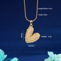 Gold plated snake chain necklace with sparkling heart pendant and cubic zirconia stones - Gold Full Pave Heart