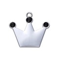 Polished silver zinc alloy crown pet tag with black faceted gemstones for dog collars - Black