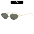 Occhiali da sole retrò cat-eye con montatura in metallo oro e lenti verde scuro - Montatura Dorata Lenti Verde Scuro