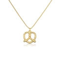 18K gold plated brass pretzel pendant necklace with sparkling clear zircon stones - Gold Color White Zircon Pretzel