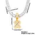 Hip hop gold tennis chain with iced out crystal X letter pendant necklace for unisex - Letter X