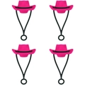 Pink cowboy hat straw cover with ring attachment for 6-10mm reusable straws - Set of 4 / Lanyard Cowboy Hat Rose Red