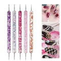 5-piece double-ended clay dotting tool set with colorful foil acrylic handles - 5-Piece Flower Dotting Pen Set (DZ-B06)