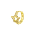 Fashionable gold star hoop earrings featuring micro-pave cubic zirconia crystals - Pentagram / Gold