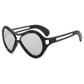 Fashion oversized sunglasses with glossy black frame and light gray lenses for outdoor - Black Frame Silver Mirror