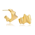 Übertriebene 18K Gold Edelstahl Creolen mit geometrischer Wellenstruktur für Damen - Geometrischer Wellenstil (C060)
