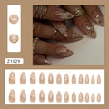 Faux ongles amande scintillants avec dégradé rose marbré et motifs d'étoiles dorées - Ondulations de l'eau Lumière Étoilée (Z1029)