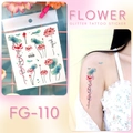Pink lotus glitter tattoo stickers FG-110 with dragonfly and green leaf patterns - FG-110 (Pink Lotus)