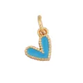 Golden heart charm with light blue enamel and beaded border for necklace jewelry - Sky Blue Beaded Heart-L282992