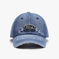Vintage Denim Baseball Cap in Blau mit Distressed-Details und Alfred Stickerei - Verstellbar / Mittelblau
