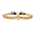 Adjustable leopard head bracelet with gold-plated pineapple beads and zircon stones - Gold Leopard Head