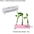 5-cavity square silicone mold for test tube hydroponic vases with size specifications - D4543-1 5-Hole Square Test Tube Vase Mold