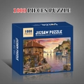 1000-piece jigsaw puzzle featuring the Mediterranean Harbour sunset scene in a box - Mediterranean Harbour