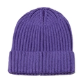 Purple ribbed knit beanie with cuffed design for winter warmth on a white background - M (56-58cm) / Purple
