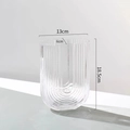 U-shaped transparent glass vase with ribbed texture for home decor, height 18.5cm - Small / Clear