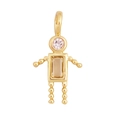 Détail macro du pendentif robot plaqué or 18K avec zircons roses et pierres fauves - Garçon - Nov (Jaune)