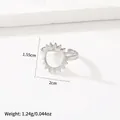 Silver-toned sunburst open ring in stainless steel with hollow center and dot texture - 56-Sunburst / Silver