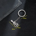 Llavero minimalista de guitarra en acero inoxidable plateado con medidas detalladas - Violín
