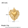 Detailed size view of a 40mm gold heart locket pendant with baroque floral engravings - Gold Baroque Heart Embossed (DFC122G)