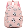 Pink toddler backpack featuring colorful unicorn and cloud prints for girls - Pink Unicorn Cloud