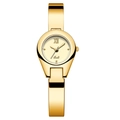 Elegant gold bangle watch for women with minimalist champagne dial and quartz movement - Gold Case Gold Dial Gold Band