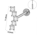Clou d'oreille en acier argenté avec 5 zircons clairs incurvés et structure à insertion - Style à Cinq Zirconia Ronds (#8)