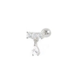 Détail du clou d'oreille en argent S925 avec fermoir à vis et cristaux en forme de goutte d'eau - Goutte Pendante #32