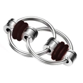 Fidget chain link toy with silver metal rings and black rubber O-rings on white background - Black