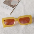Retro square sunglasses with yellow transparent frame and gradient red lenses - Yellow