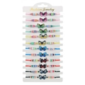 Set of 12 braided butterfly charm bracelets with colorful crystal beads and rhinestones - Butterfly Clay Beaded Style-B2541--C / 12Pcs/Set