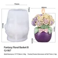 Silicone mold for DIY flower basket candles with purple floral bouquet finish - Dream Flower Basket Type B