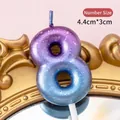 Number 8 birthday candle featuring a purple blue gradient with shiny glitter finish - Number Candle Purple-Blue Gradient-8