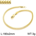 Pulsera de cola de zorro en acero de titanio dorado con cierre de langosta, 190mm x 2mm - 2mm de ancho / Dorado