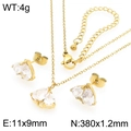 Conjunto de collar y pendientes dorados con circonitas en forma de gota de agua - Estilo Zirconia de Corazón Dorado (KS226887-GC)