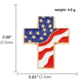 Cross-shaped American flag lapel pin in gold alloy with precise size and weight specs - Cross Flag (A00042)