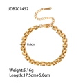 Gouden roestvrijstalen Cubaanse schakelarmband met verlengketting op witte achtergrond - Dunne Kettingstijl (JDB201452)