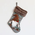 Groene kerstkous met een 3D-gezichtsloze kabouter en bruine rand van imitatiebont - Khaki Kabouter Stijl / Khaki