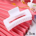 Detail view of 8.5cm matte white rectangular hair claw clip with cutout design - Matte Pure White (S150-34) / 8.5cm
