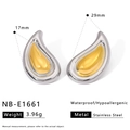 Two-tone stainless steel teardrop earrings in gold and silver, 29mm x 17mm size - 18K Gold / Bicolor Waterdrop Style (NB-E1661)