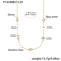 Collar largo de acero inoxidable dorado con detalles de circonita y vidrio - P145-Collar Largo Blanco (92+5cm)