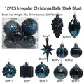 12PCS navy blue Christmas ornaments set with star and pinecone shapes for tree decor - 12 Uniquely Shaped Christmas Balls (navy Blue)