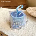 Set di elastici per capelli in maglia blu in un'elegante confezione regalo - 6x6x6cm in Scatola / Intrecciato Blu (8 Pezzi)