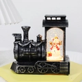 Train de Noël boule à neige avec bonhomme de neige lumineux et paillettes dorées - Train Bonhomme de neige