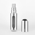 5ml refillable perfume atomizer with chrome finish and clear window in metallic silver - Bright Silver