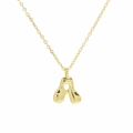 Polished 18k gold bubble letter A pendant necklace with a fine cable chain link - Necklace A