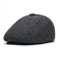 Casquette plate classique grise à chevrons pour hommes avec cache-oreilles pour l'hiver - Taille unique / Gris Foncé Chevrons