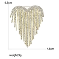 Elegant heart tassel brooch in gold and silver finish with rhinestones and measurements - Gold - All White Rhinestone