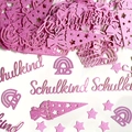 Pink glitter Schulkind confetti set with stars and rainbow shapes for school party - Rose Red